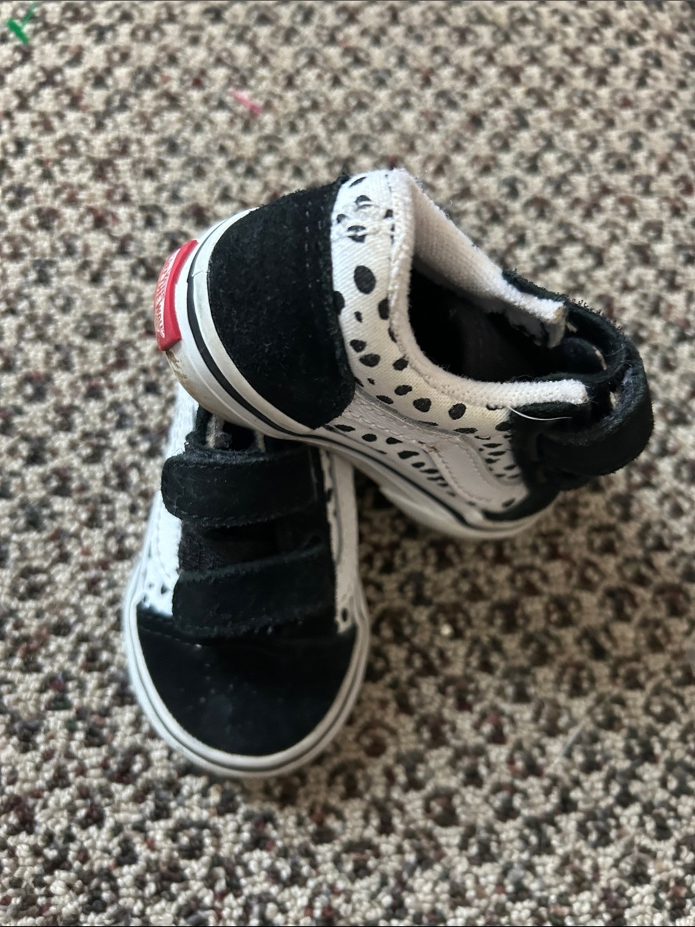 Vans Kids Black & White Dalmatian Spot Velcro Sneakers